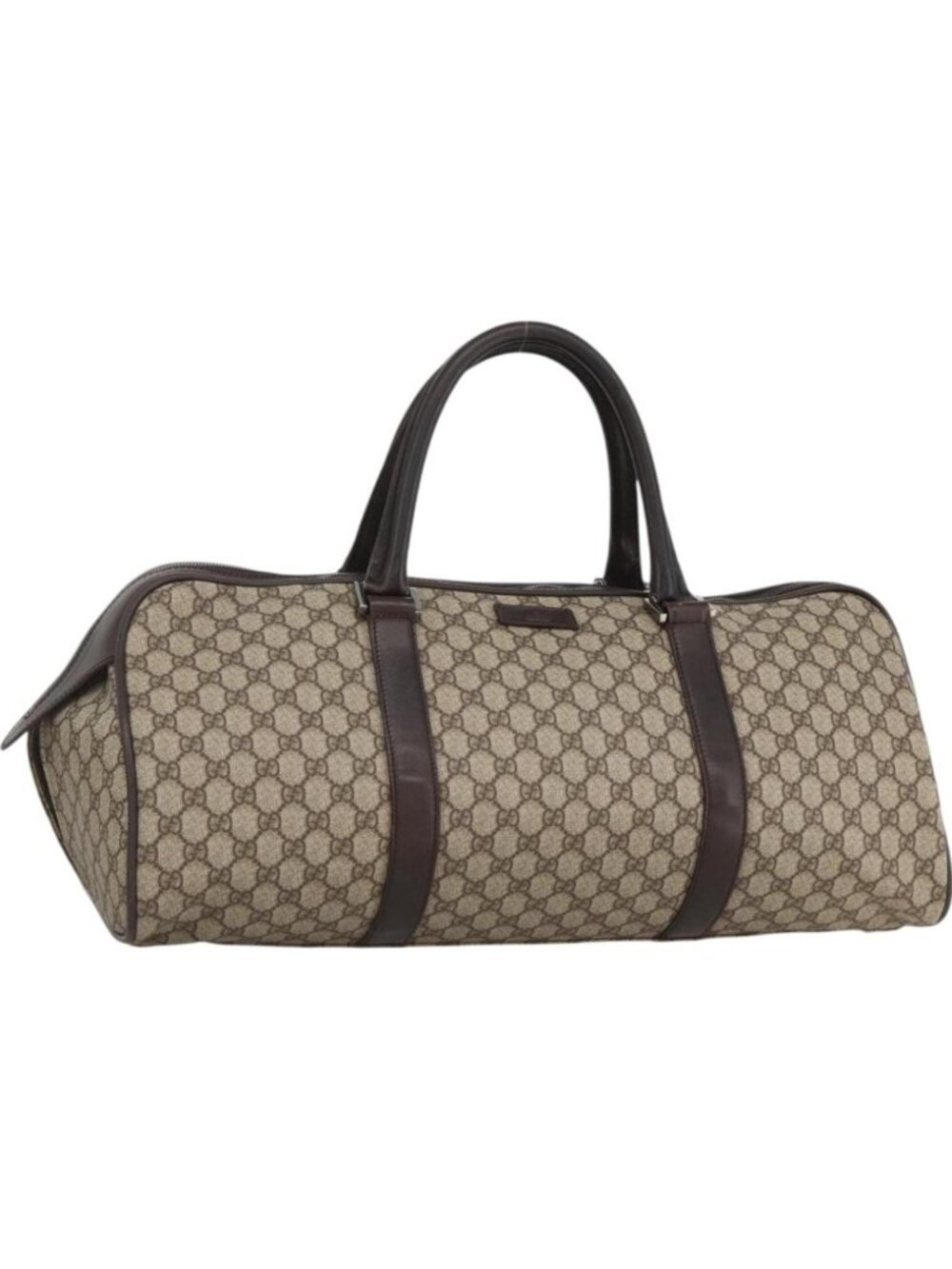 GUCCI GG Supreme Boston Bag PVC Brown Silver 108793